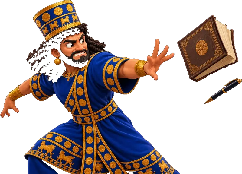 شخصية نابو ترمي الدفتر والقلم
